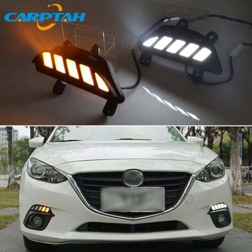 LED Daytime Running Light For Mazda 3 2014 2015 2016 Dynamic Yellow Turn Signal Indicator 12V DRL Fog Lamp Decoration