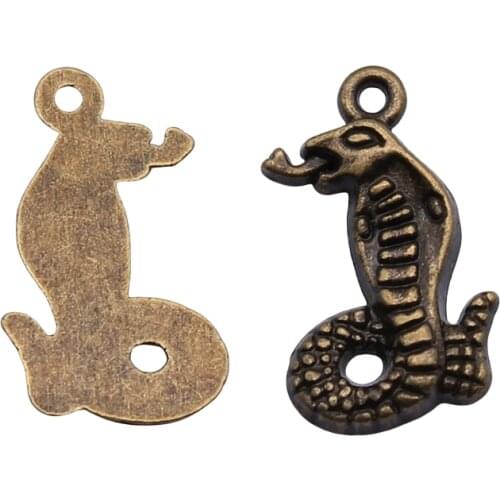 WYSIWYG 20pcs 18x10mm Pendant Snake Cobra Snake Charm Pendants For Jewelry Making Antique Silver Color Snake Pendants