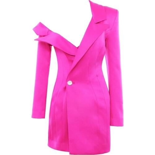 Elegant Homcoming Hotpink Long Sleeve Party Dress Bodycon Party Dress Celebrity Club Wear Moonccloset1