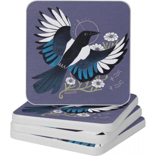 Familiar European Magpie Diatom Square Round Coaster Non Slip Cup Bonsai Mat Soap Toothbrush Pad 10x10cm