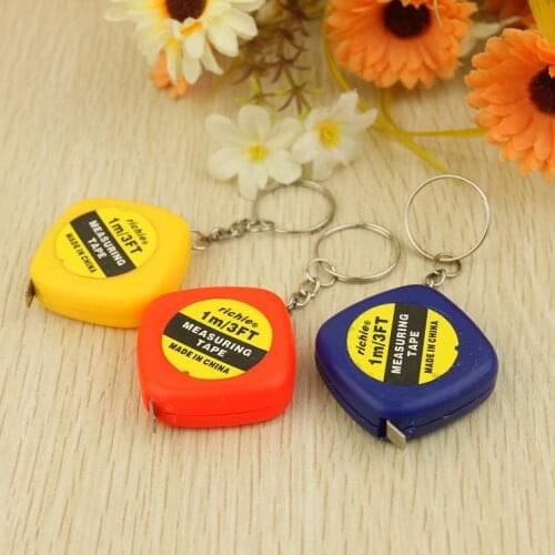 1PCS Random Color Cute 1 Meter Color Keychain Keyring Tool Popular Mini Measuring Pocket Tape Portable Keychain