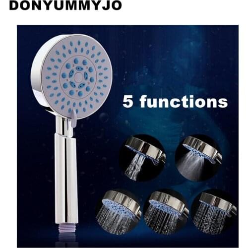 10pcs/bag 5 functions handheld shower head Water Saving massage spray ABS with chrome hand bath showerhead Bathroom Accessories