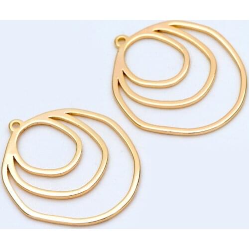 10pcs Gold Round Circle Pendants 24x21mm, 18K Gold plated Brass, Geometric Ring Loop Hoop Charms (GB-958)