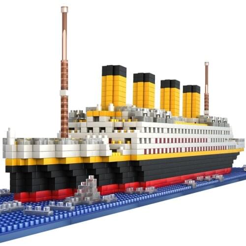 1860 pcs Diamond Blocks rms cruise titanic ship boats sets model mini building bricks kits city My Heart Will Go On kids toys