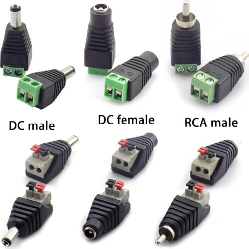 2pcs CCTV Camera DC Power Connector RCA Male Plug Adapter 5.5mm x 2.1mm Female Male for Speaker CCTV Audio LED light