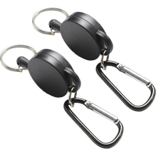 2pcs Extendable Wire 65cm Key Chain Ring Clip Pull Keyring Retracting