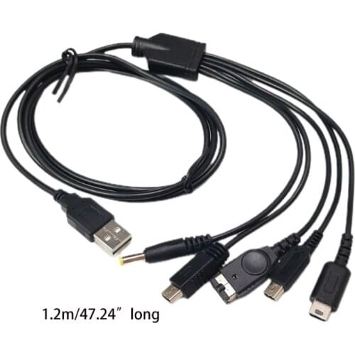 40GD 1.2m/4ft 5 in 1 USB Charger Cable Multi Charging Cord Fast Charge Wire Line Compatible with GBA SP/3DS/NDSL/WiiU/PSP
