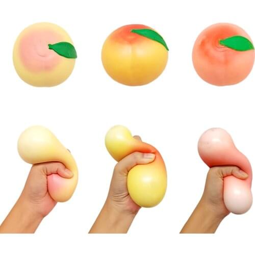 7cm Kids Funny Cute Fruit Peach Antistress Squishy Squeeze Ball Toy Stress Relief Novelty Gag Toys For Girls Adults Children