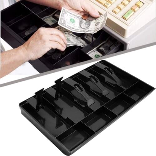 Large Cabinet Cash Drawer Register Insert Money Tray 5 Bills 4 Coins Compartments Storage Box Replacement Cashier