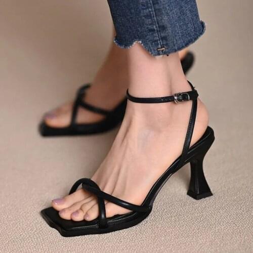 Sexy Retro Ladies Elegant High Heels Designer Rome Open Toe Sandals Women Classics Party Wedding Bride Mules Shoes Black Brown