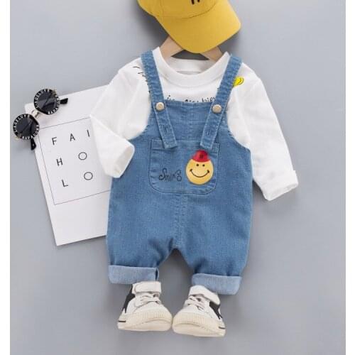 Childrenswear Korean-style CHILDRENS Suit Cowboy Suspender Pants + T-shirt Sets of Two-Piece Boys and Girls