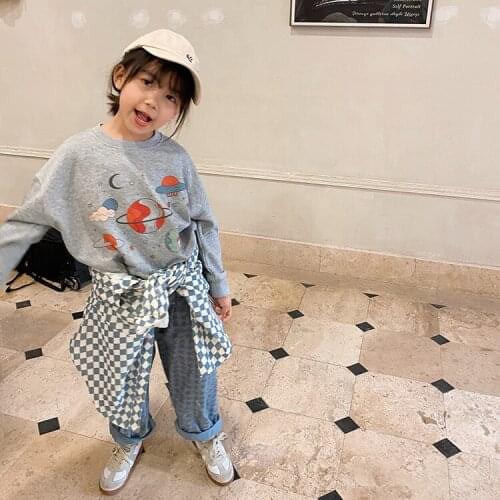 Toddler Kids Hoodies Spring Autumn New Baby Boys and Girls Cute Cartoon Print Sweatshirts 2-9 Y Childrens Starry Sky Pullovers