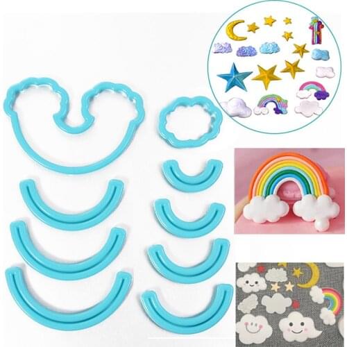 DIY 9pcs/set Rainbow Clouds Cookie Cutters Cake Mold Spring Biscuit Fondant Cutter Mould Baking Sugarcraft