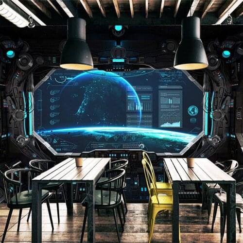 Colomac Custom Technology Sense Space Capsule Background Wallpaper 3d Sci-fi Universe Restaurant Decoration Mural Drop Shopping