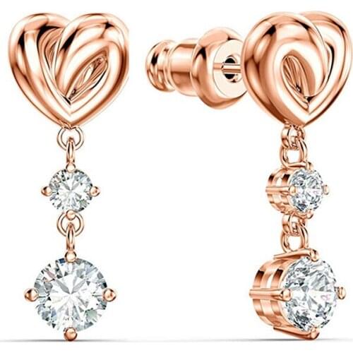 Huitan Newly Designed Heart Dangle Earrings for Women Simple Stylish Accessories Party Daily Wear Statement Earrings Hot Jewelry