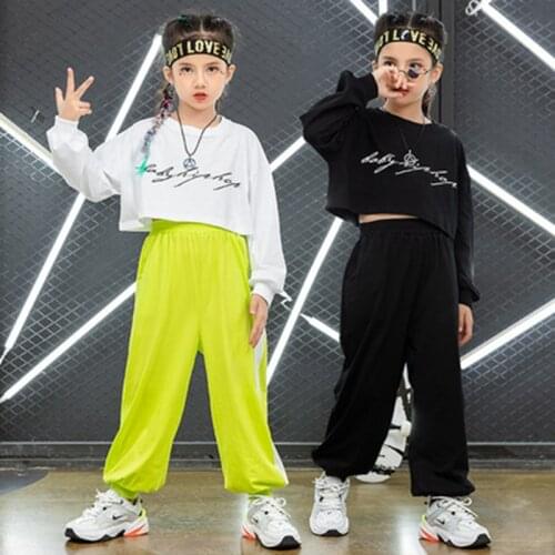 14 15 16 Year Teenage Children Clothing Suits Girls Jazz Dance Tracksuit Leaking Umbilical Suits Catwalk Hip-Hop Street Costume
