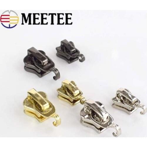 Meetee 20pcs 3# 5# Metal Nylon Resin Zippers Sliders Luggage Clothing DIY Hardware Zipper Pull Handmade Crafts Accessories AP568