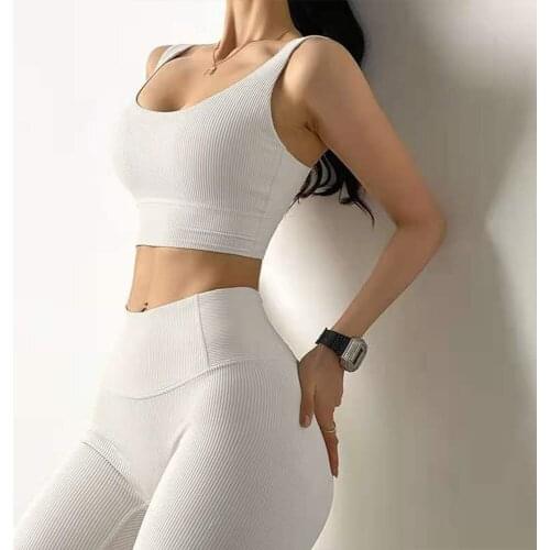 MINDYGOO High Quality Custom Logo Factory New Threaded Back Shock Proof Bra Plus Tights Fitness Two Piece Suit Woman