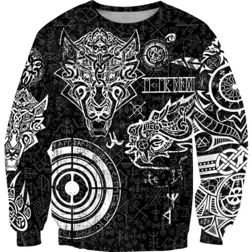 Fenrir And Nidhogg Viking Tattoo 3D Printed Men Hoodies Sweatshirt Unisex Streetwear Zipper Pullover Casual Jacket KJ0199