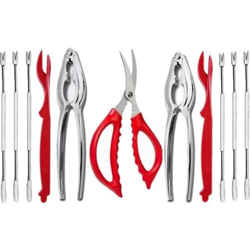 11Pcs Seafood Tools Set Crab Lobster Crackers Stainless Steel Seafood Crackers & Forks Lobster Crab Leg Nut Crackers
