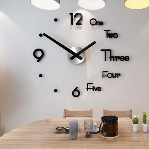 VIP 3D Wall Clock Modern Design DIY Digital Wall Clock Acrylic Stickers Home Office Decor Wall Watch for Living Room Decoration