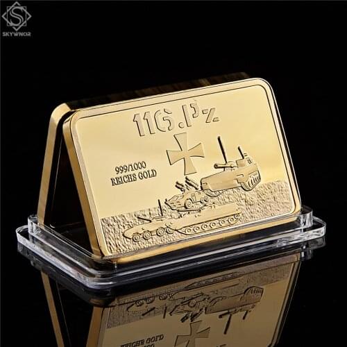 German WWII 116.PZ Tank Division Commemorative Gold Clad In Bar Fine 999/1000 Reichs Gold Metal Craft Coin Collection