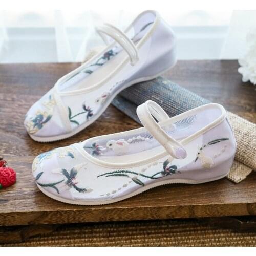 2021 New Summer Embroidered Shoes Women Net Shoes Breathable Mesh Hanfu Shoes Women