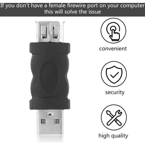 USB 2.0 A Male to Firewire IEEE 1394 6P Female Adaptor Converter Connector F/M 1394 6 Pin Female to USB 2.0 Male Adaptor
