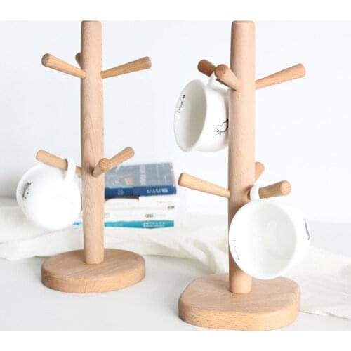 Solid Wood Six-claw Cup Holder Beech Wood Rack Creative Cup Drain Rack Water Cup Rack