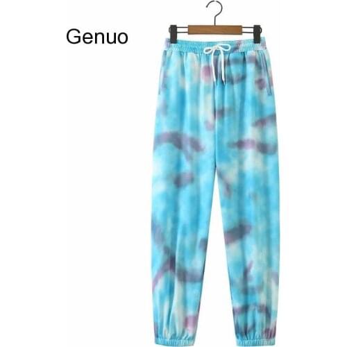 Beamed Track Pants Women Gradient Harem Pants Loose Tie Dye Elastic Waist Sweatpants Jogger Trousers Femme 2020 New Fashion