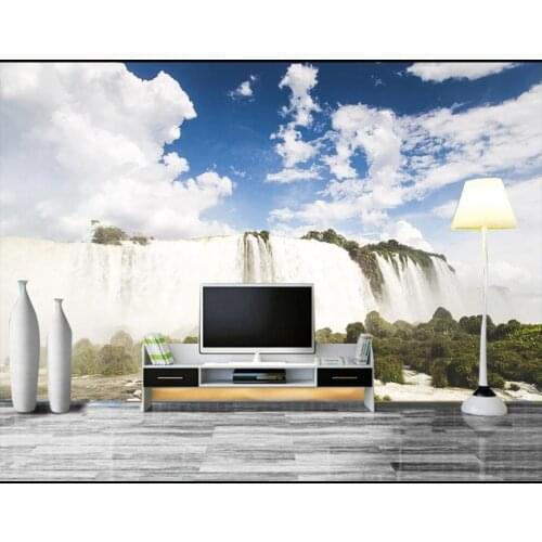 Custom photo 3d wallpaper Blue sky and white cloud waterfall scenery living room decor 3d wall murals wallpaper for walls 3 d