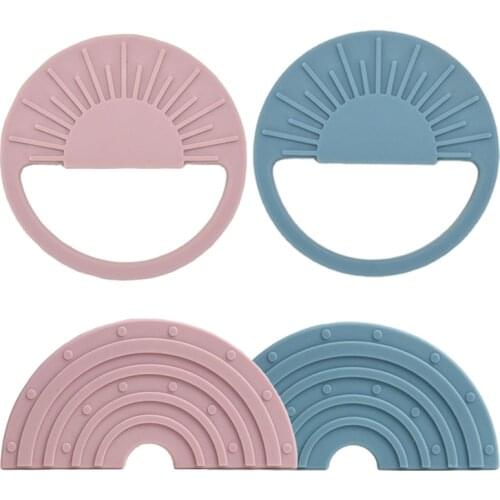 Baby Silicone Rainbow Teethers BPA Free Newborns Molar Soothing Teething Toy Sucking Thumb Toys Silicone Chewing Teether Toy