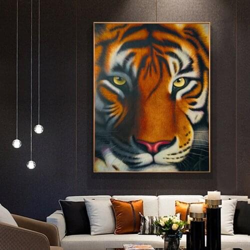 Nordic Modern Colorful Tiger Painting Wall Art Poster Prints Wildlife Animals Canvas Painting Pictures Living Room Home Decor