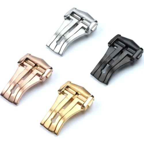 18mm 316L Stainless Steel Deployment Folding Buckle For Omega Seamaster 300 Speedmaster Leather Rubber Watch Strap Accessories