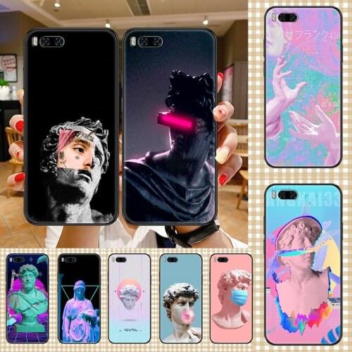 Aesthetics Steam Wave Michelangelo Phone case For Xiaomi Mi Max Note 3 A2 A3 8 9 9T 10 Lite Pro Ultra black 3D Etui tpu