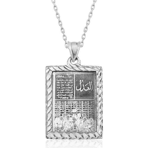 Tevuli 925 Sterling Silver Fatiha And Esma'ül Hüsna Written Pendant