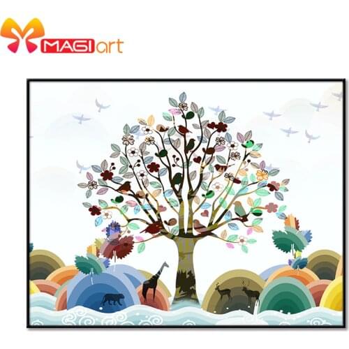 Cross stitch kits Embroidery needlework sets 11CT water soluble canvas patterns 14CT Abstract Style Tree of life-NCMA063