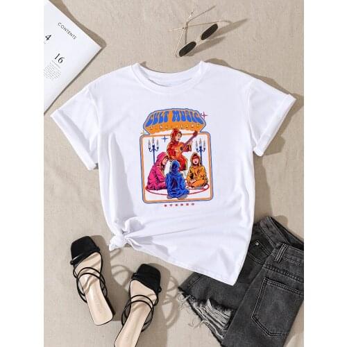 Cult Music Sing-Along Print Female T Shirts Big Size Cool Tshirt Hip Hop Regular Sleeve Clothes Creative Casual womens Tshirts