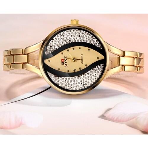 Women Gold Bracelet Luxury Watches Stainless Steel Rhinestone Ladies Watch Fashion Diamond Casual Women Watch Quartz Clock