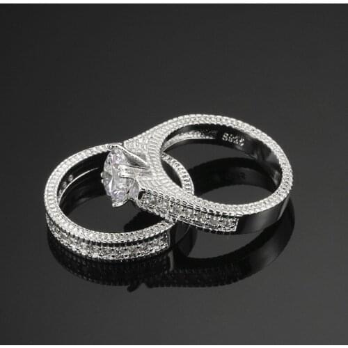 S925 Sterling Silver Ring for Women Diamond Wedding Fine Jewelry for Bridal Sets Christmas Engagement Round Zircon S925 Ring Set