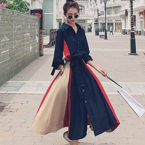 Feminine French Long-sleeved Dresses Female Spring & Autumn New Ladies Hepburn Style Bellflower Long Dress Women LYQ352