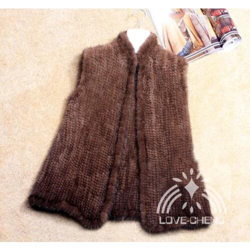 Real genuine natural knitted mink fur vest women fashion knit Gilet girls jacket lady coat