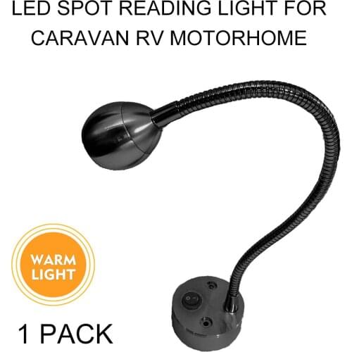 12V 1W LED Reading Light Switch Caravan Boat Motorhome Trailer Warm Spotlight 100LM 3000K Interior Lamp RV Camper Accessories