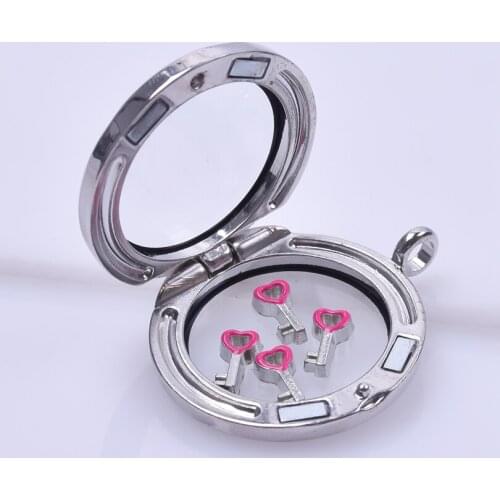 20Pcs/Lot Crystal Key Shaped FLoating Locket Charms Making Handmade Gift Memory Pendant Jewelry