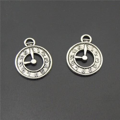 20PCS Bronze Metal Alloy Small Clock Charm Jewelry Tool Pendant A2187
