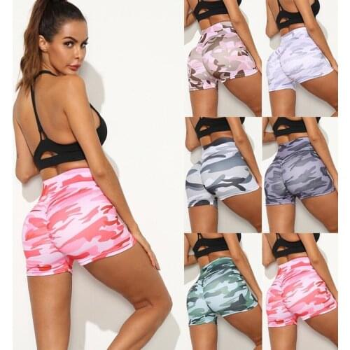 2021 Camouflage Sports Pants High Waist Yoga Shorts Women Scrunch Workout Clothes Fitness Hot Pants Gym Running Tights Shorts