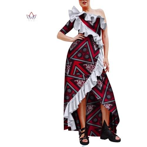 2020 African Print Dresses for Women Bazin Riche chiffons Long Dresses Party Vestidos Traditional African Clothing 4752