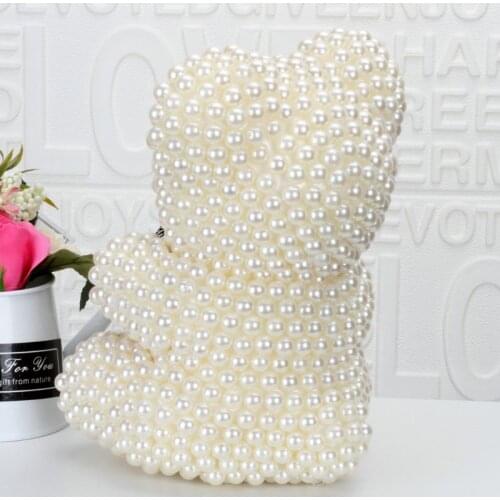 23cm 3D Foam Bear Modeling Imitation Pearl Handmade Craft Gift Christmas Valentines Day Wedding Home Decoration