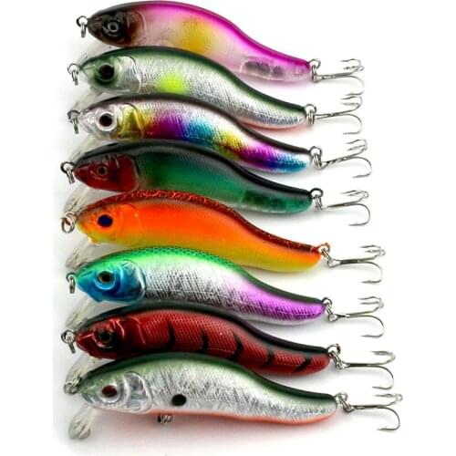 8pcs 9cm 12.8g 6#hooks diving minnow fishing lures bass carp wobber trout catfish perch fishing baits pesca fishing tackles