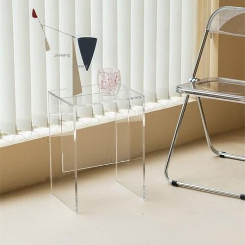 Acrylic Coffee Table Transparent Sofa Side Tables Small Nordic Home Furniture Bathroom Shelves Crystal Rack for Bedroom GM